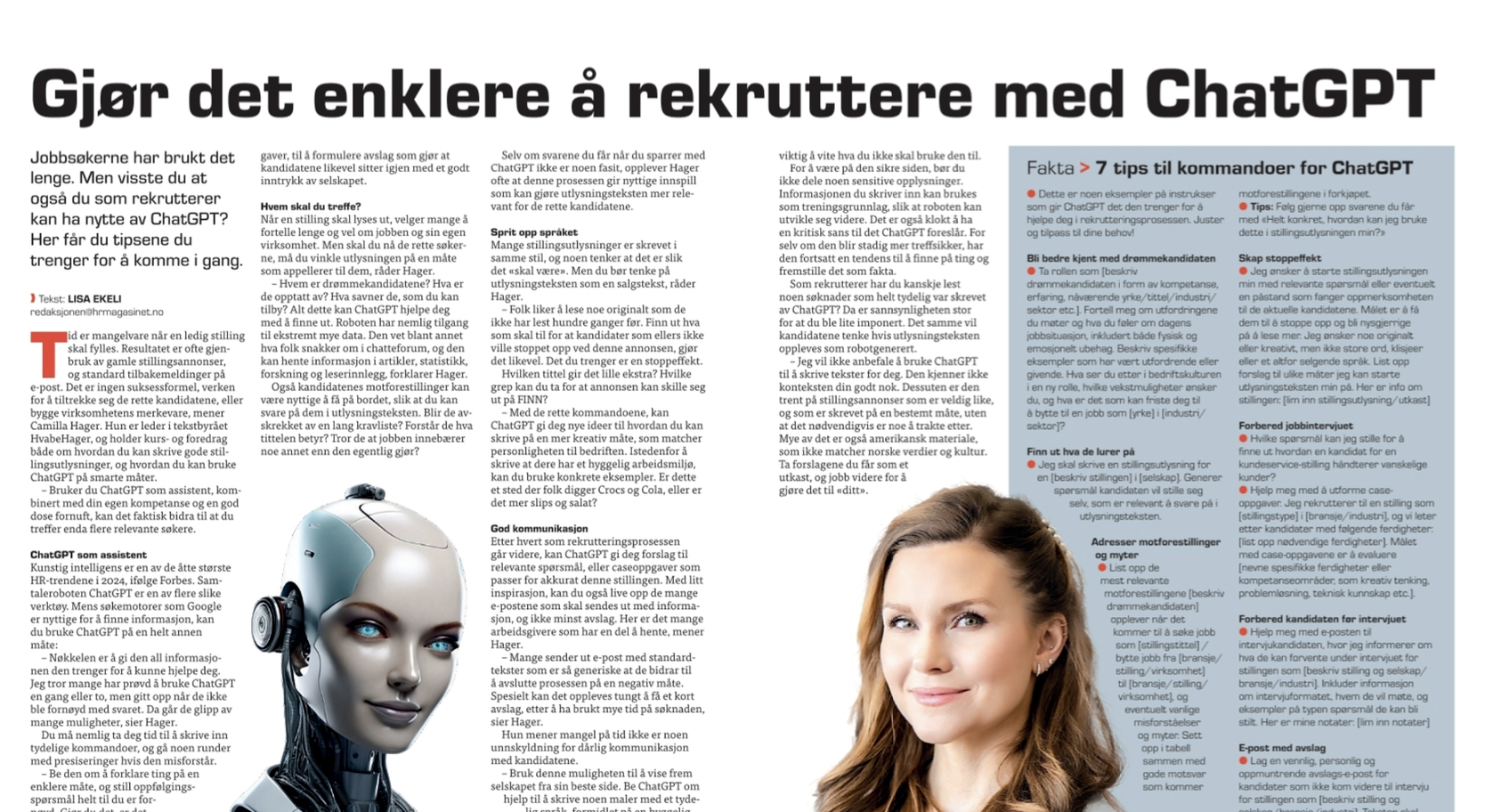 Camilla Hager i HRmagasinet – Rekruttering med ChatGPT.